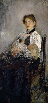 Портрет Н.Я. фон Дервиз с ребенком. 1888–1889. Не окончен.