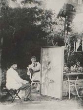 В.А. Серов за работой над портретом О.Ф. Томара. 1892.