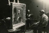 В.А. Серов за работой над портретом И.И. Левитана. 1893 (?).