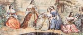 Веер plié «Женское общество в парке у фонтана». Испания. 1850-е