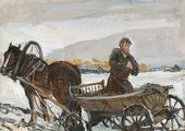Иллюстрация к повести Л.Н. Толстого «Поликушка». 1952
