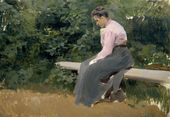 А.М. КОРИН. Серафима Сергеевна Корина на скамье. 1903