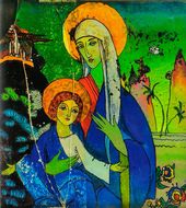 ВАСИЛИЙ КАНДИНСКИЙ. Богоматерь с Младенцем. 1917