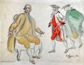 А.В. ЩУСЕВ. Граф де Линьер, маркиз де Прель. Эскизы костюмов для постановки мелодрамы В. Масса «Сестры Жерар». 1927