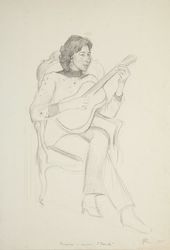 Таня Павлова с гитарой. 1975