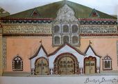 Фрагмент фасада Третьяковской галереи. Рисунок В.М. Васнецова, воспроизведенный в журнале «Мир искусства». 1900