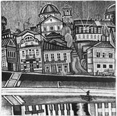 Г.Ф. ЗАХАРОВ. Торжок. Набережная. Из серии «Путешествие по Пушкинскому кольцу». 1978