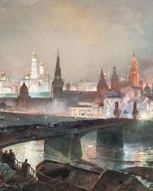 Николай Николаевич КАРАЗИН (1842–1908). Иллюминация Кремля во время торжеств по случаю коронации императора Николая II. 1896. Фрагмент