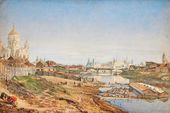 Николай Егорович МАКОВСКИЙ (1841–1886). Вид на храм Христа Спасителя и Кремль от набережной Москвы-реки. 1860-е