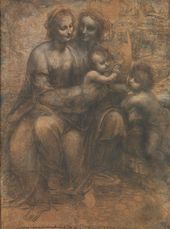 ЛЕОНАРДО ДА ВИНЧИ (1452–1519). Мадонна с младенцем, Св. Анной и младенцем Иоанном Крестителем («Рисунок из Бёрлингтон-хаус»). Около 1499–1500