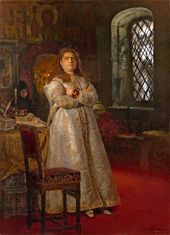 И.Е. РЕПИН. Царевна Софья Алексеевна через год после заключения ее в Новодевичьем монастыре, во время казни стрельцов и пытки всей ее прислуги в 1698 году. 1879