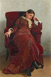 И.Е. РЕПИН. Отдых. Портрет В.А. Репиной, жены художника. 1882