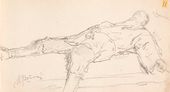 И.Е. РЕПИН. В.В. Стасов спящий. Париж. Лист из альбома. 1889