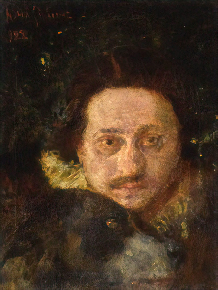 Ю.И. РЕПИН. Автопортрет с собакой. 1922