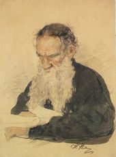 И.Е. РЕПИН. Л.Н. Толстой за работой в темной блузе. 1887