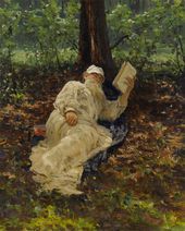 И.Е. РЕПИН. Л.Н. Толстой на отдыхе в лесу. 1891