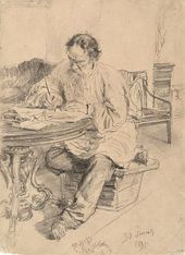 И.Е. РЕПИН. Л.Н.Толстой за работой. 1891
