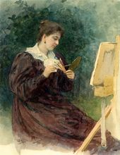 И.Е. РЕПИН. Портрет М.К. Тенишевой за мольбертом. 1896