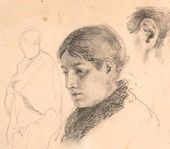 В.Д. ПОЛЕНОВ. Женский портрет. Наброски к картине «Больная». 1870-е