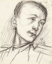 К.С. ПЕТРОВ-ВОДКИН. Голова юноши в военной форме. 1915
