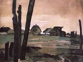 А.А. ДЕЙНЕКА. Сгоревшая деревня. 1942