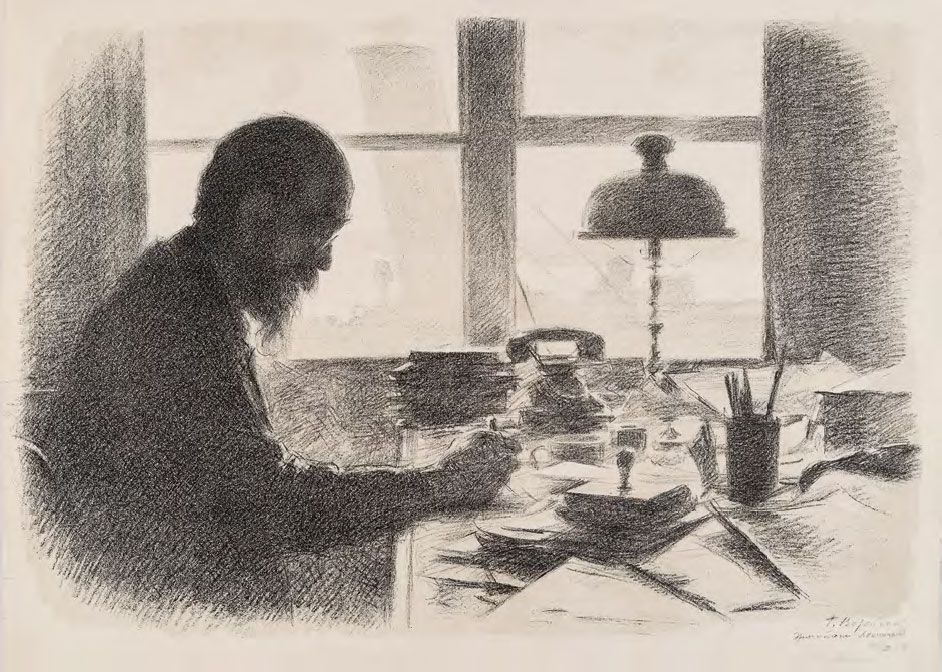 Г.С. ВЕРЕЙСКИЙ. Портрет И.А. Орбели в кабинете в Эрмитаже. 1942
