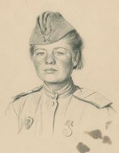 С.Б. ТЕЛИНГАТЕР. Портрет телеграфистки эстистки Анны Ивановны Николаевой. 1943