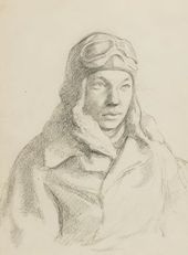 Б.И. ПРОРОКОВ. Портрет летчика Львова. Истребительный авиаполк. Новая Ладога. 1942