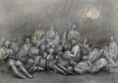 Генри МУР. Убежище в метро в серых тонах. 1940