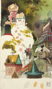 Е.Д. ПОЛЕНОВА. Посад волнушек. Эскиз иллюстрации к сказке «Война грибов». 1886–1889