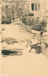 М.В. ЯКУНЧИКОВА. Биарриц. Рисунок в письме М.В. Якунчиковой к Л.Н. Веберу. 1889