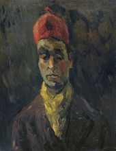 Р.Р. ФАЛЬК. Автопортрет в красной феске и желтом шарфе. 1936