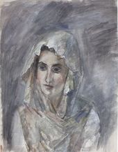 Р.Р. ФАЛЬК. В белой шали (А.В. Щекин-Кротова). 1945