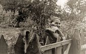 Ангелина Щекин-Кротова с кошкой на даче. 1954. Ново-Быково