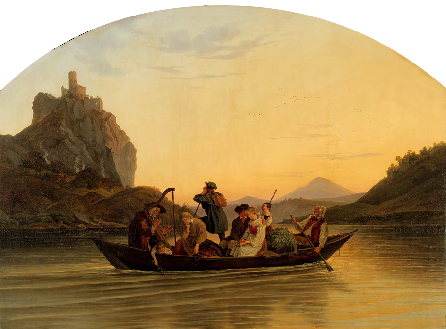АДРИАН ЛЮДВИГ РИХТЕР. Переправа у замка Шрекенштайн. 1837