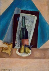 ИВАН ПУНИ. Натюрморт с бутылкой и грушами. 1923