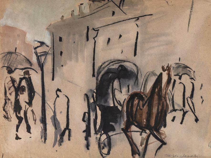 Т.А. Маврина. Московский пейзаж с пролеткой. 1922–1925