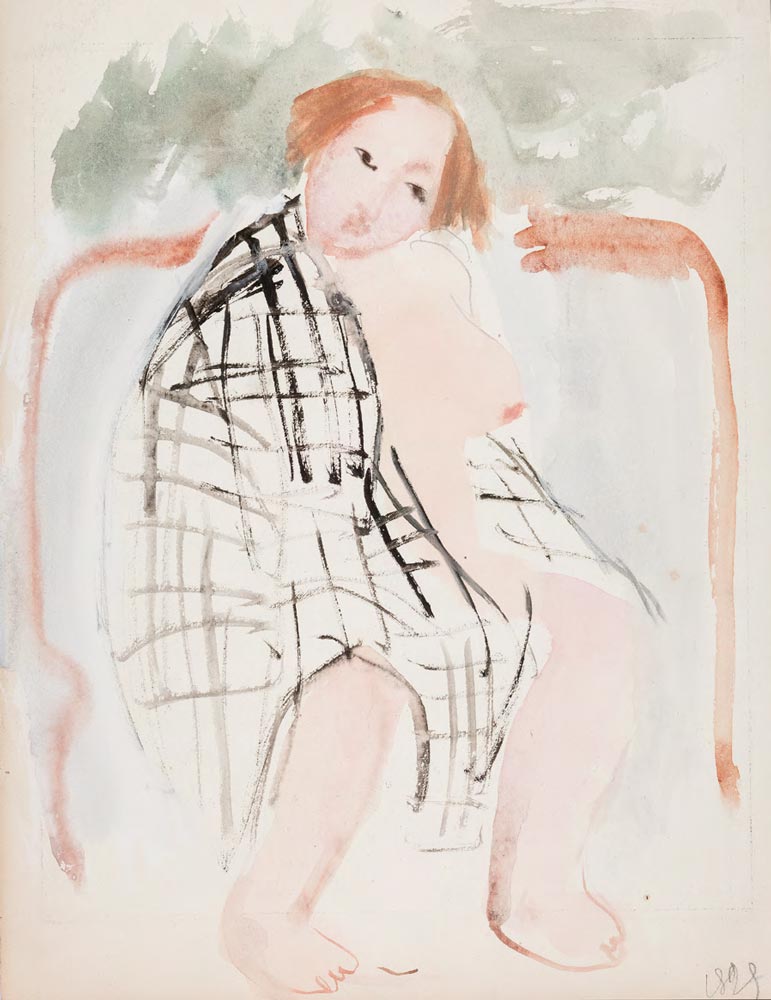 Т.А. Маврина. Oбнаженная в клетчатой простыне (В бане). 1929