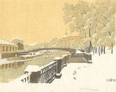 А.П. Остроумова-Лебедева. Ленинград. Фонтанка и Летний сад в инее. 1929