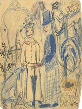 ОЛЬГА САХАРОВА. Рисунок (набросок к картине «Семья в зоопарке»). 1924