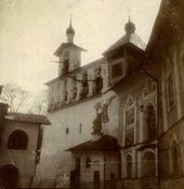 Большая звонница Псково-Печерского монастыря. Апрель 1906