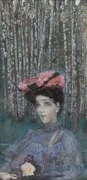М.А. ВРУБЕЛЬ. Портрет Н.И. Забелы-Врубель на фоне березок. 1904