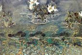 Декоративный мотив с белыми водяными лилиями. 1890-е