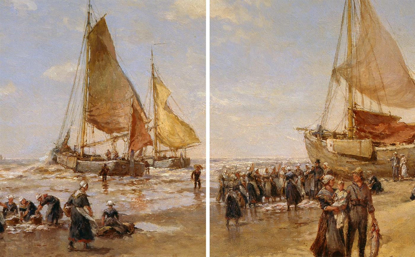 Александр Карлович БЕГГРОВ. Возвращение рыболовных судов. 1913. Фрагмент