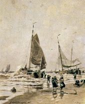 Александр Карлович БЕГГРОВ. Разгрузка парусных лодок. 1893