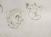И.С. ТУРГЕНЕВ. Карл Риттер. Август Бёк. Рисунки на странице студенческого конспекта. Конец 1830-х