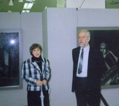 Ольга Алексеевна и Андрей Владимирович Васнецовы на выставке «Россия» в зале Андрея Васнецова. Токио. 1991