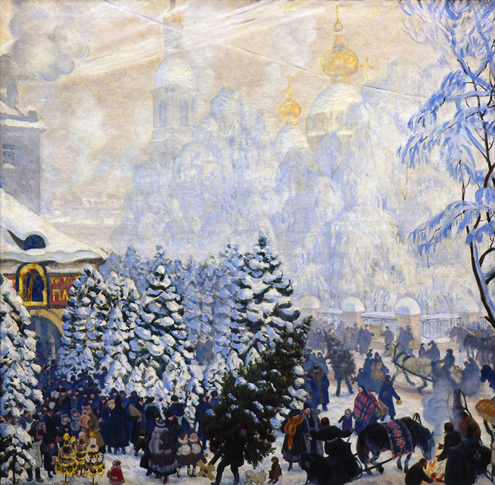 Борис Кустодиев. Елочный торг. 1918