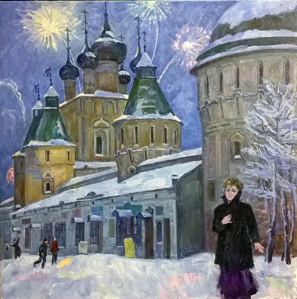 М.К. Финогенова. Рождество в Борисоглебе. 90х90 х.м. 2017 г.