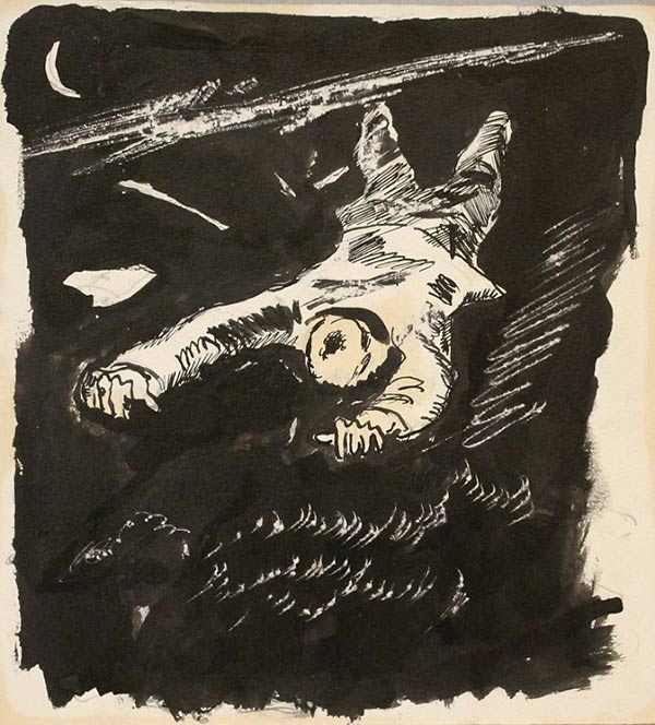 Г. Нисский. Эскиз иллюстрации к книге С. Григорьева. С мешком за смертью. 1930